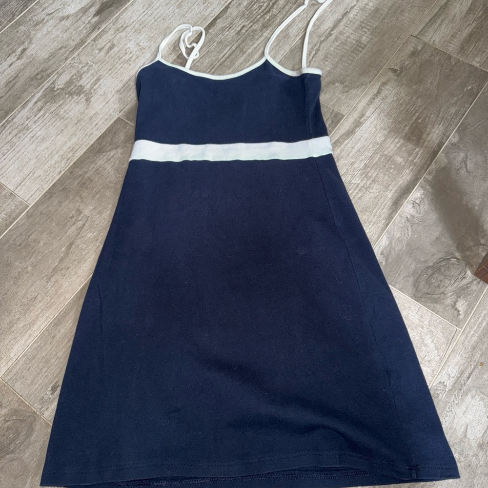 Brandy Melville Lillian Navy White Contrast Mini Cami Tank Dress